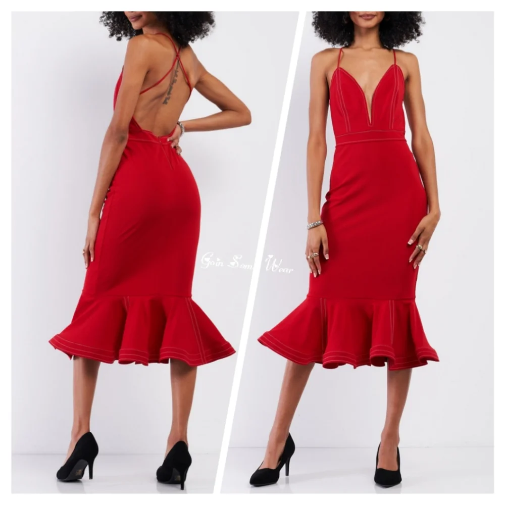 Lady in Red Mermaid Flare Tail Dress Size Medium - Picture 4 of 6